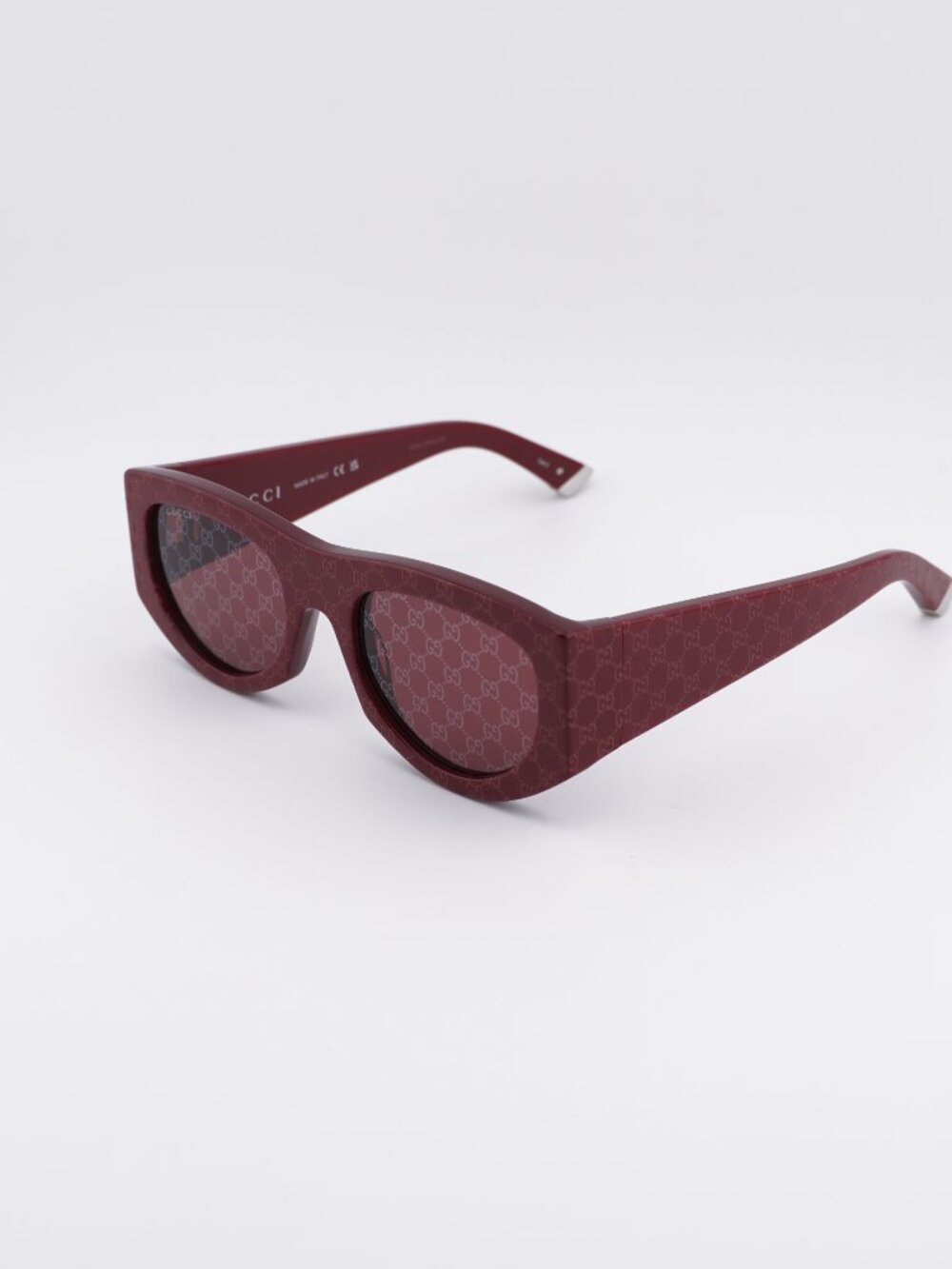 Gucci GG1918S 004 Sunglasses Burgundy with GG Pattern Square Frame